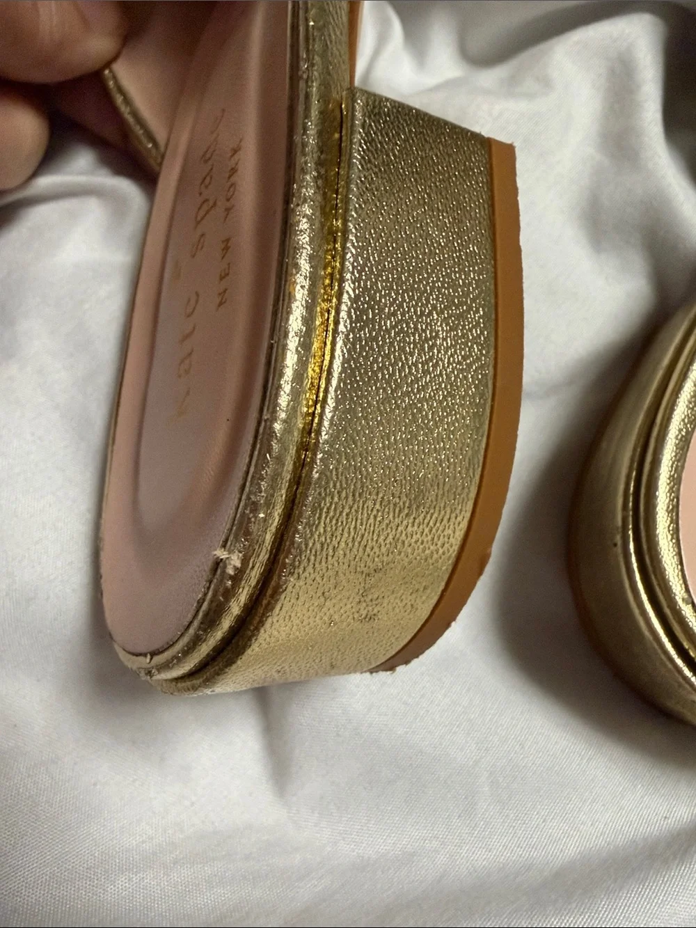 kate spade Gold Glitter Chain-Trim Mules